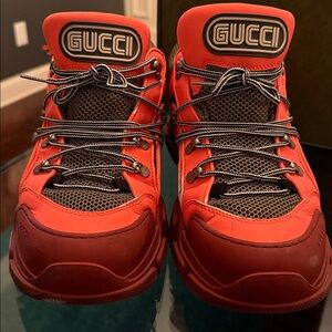 Gucci Vibrant Orange and Deep Red Flashtrek Sneakers